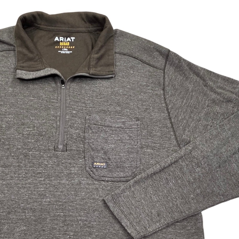 Ariat Rebar Foundation 1/4 Zip Pullover 10041417 Brown Heathered Mens Large Tall
